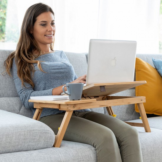 Bamboo Folding Side Table Lapwood InnovaGoods