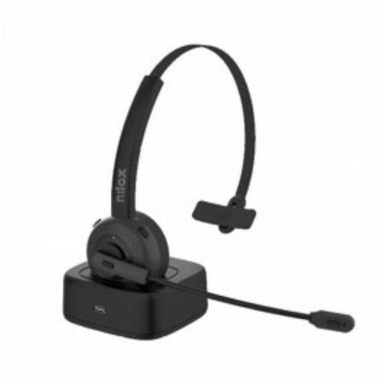 Headphones with Microphone Nilox NXAUB001 Black