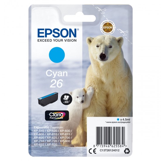 Original Ink Cartridge Epson C13T26124012 Cyan