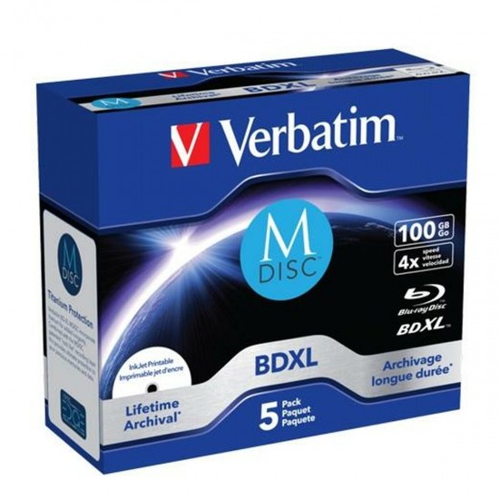 Printable Blu-Ray BD-R Verbatim M-DISC 5 Units 4x