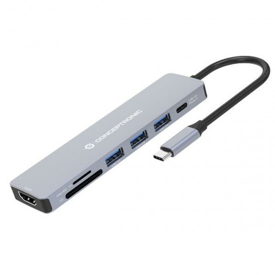 USB Hub Conceptronic 110519207101 Grey Multicolour 100 W