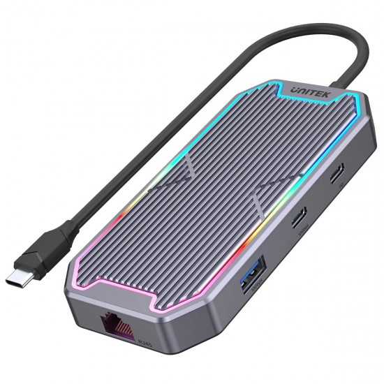 USB Hub Unitek PERUTKHUB0049 RGB Aluminium